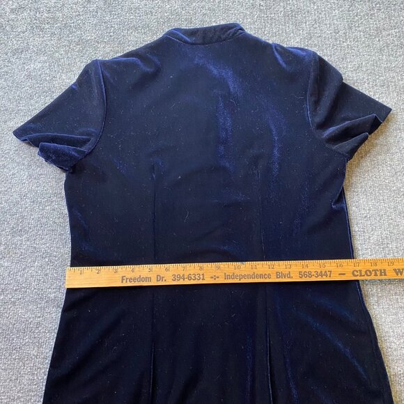 Vintage R.J. Collection Dress Womens 10 Blue Velvet Button-Down‎ Maxi Evening - Picture 10 of 14